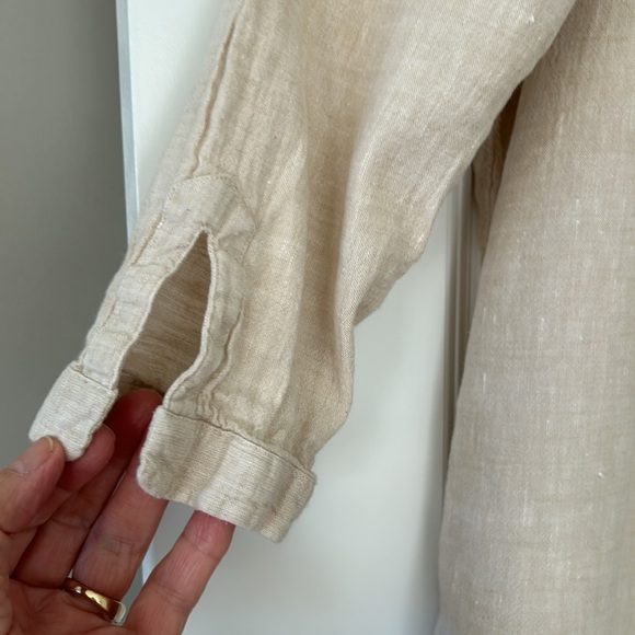 Vineyard Vines Oatmeal Linen/Cotton Peasant Blouse Sz Lg + MEASUREMENTS! - Picture 4 of 10